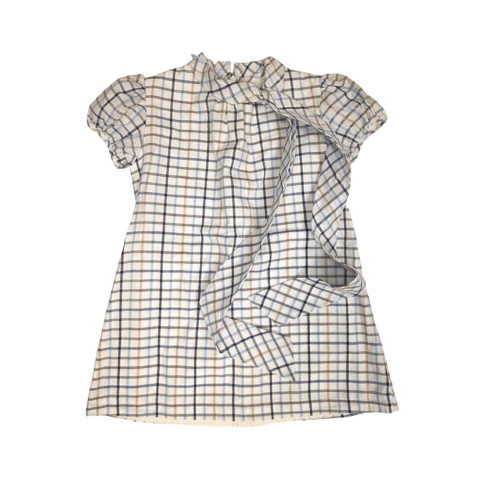 Bella Bliss Girls Plaid Dress NWT Puff Sleeves Bow Tie Size 4 Lined